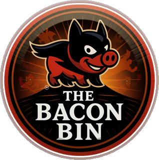 The Bacon Bin circular Bat Pig logo